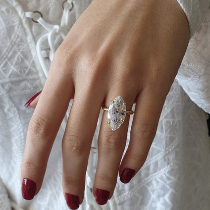 Solitaire Marquise Moissanite Engagement Ring For Her