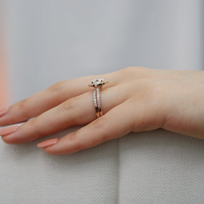 Halo Oval Cut Bridal Set Moissanite Engagement Ring For Her