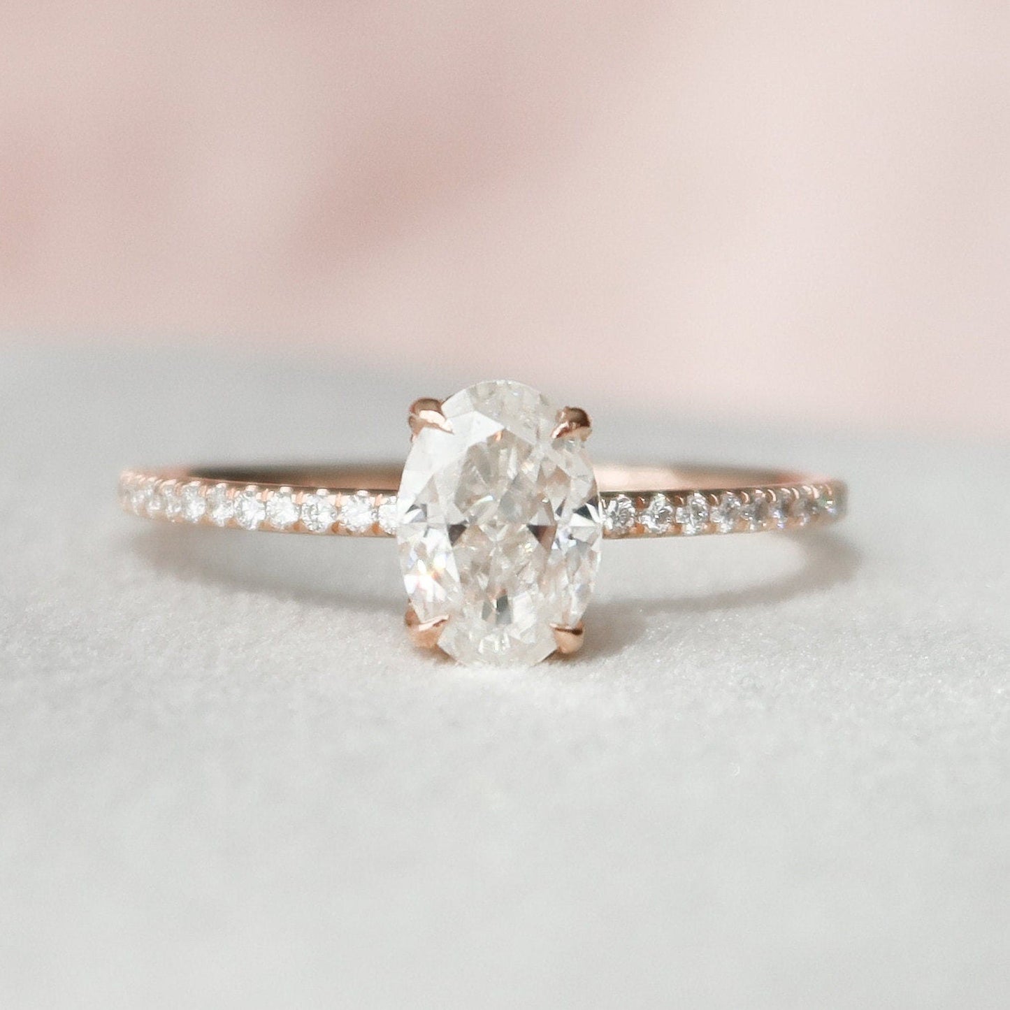Hidden Halo Oval Cut Moissanite Anniversary Ring