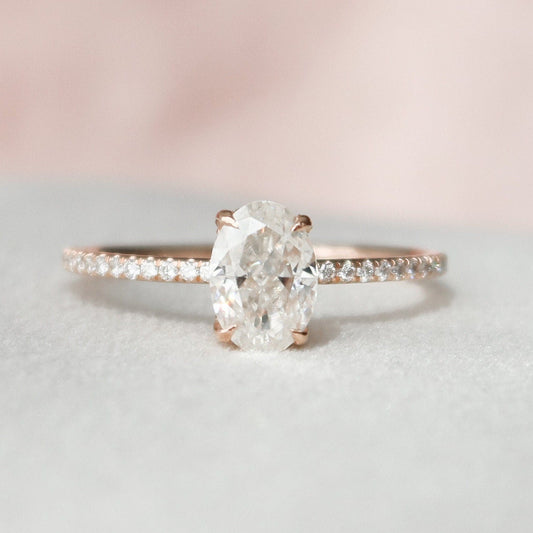 Hidden Halo Oval Cut Moissanite Anniversary Ring