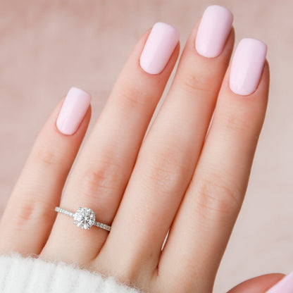 Hidden Halo Round Cut Paved Moissanite Diamond Wedding Ring