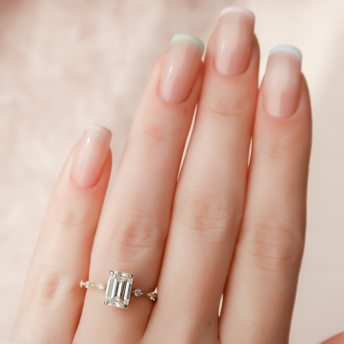 Starling Emerald Step Cut Moissanite Bridesmaid Gift Ring For Her