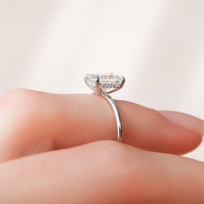 Solitaire Hidden Halo Radiant Cut Moissanite Engagement Ring