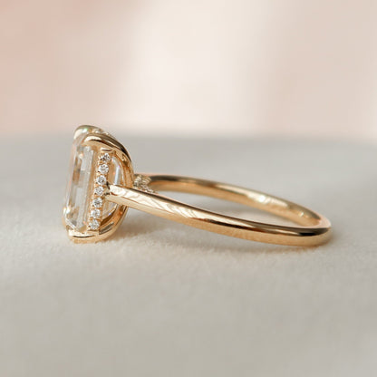 Solitaire Hidden Halo Emerald Moissantie Engagement Ring