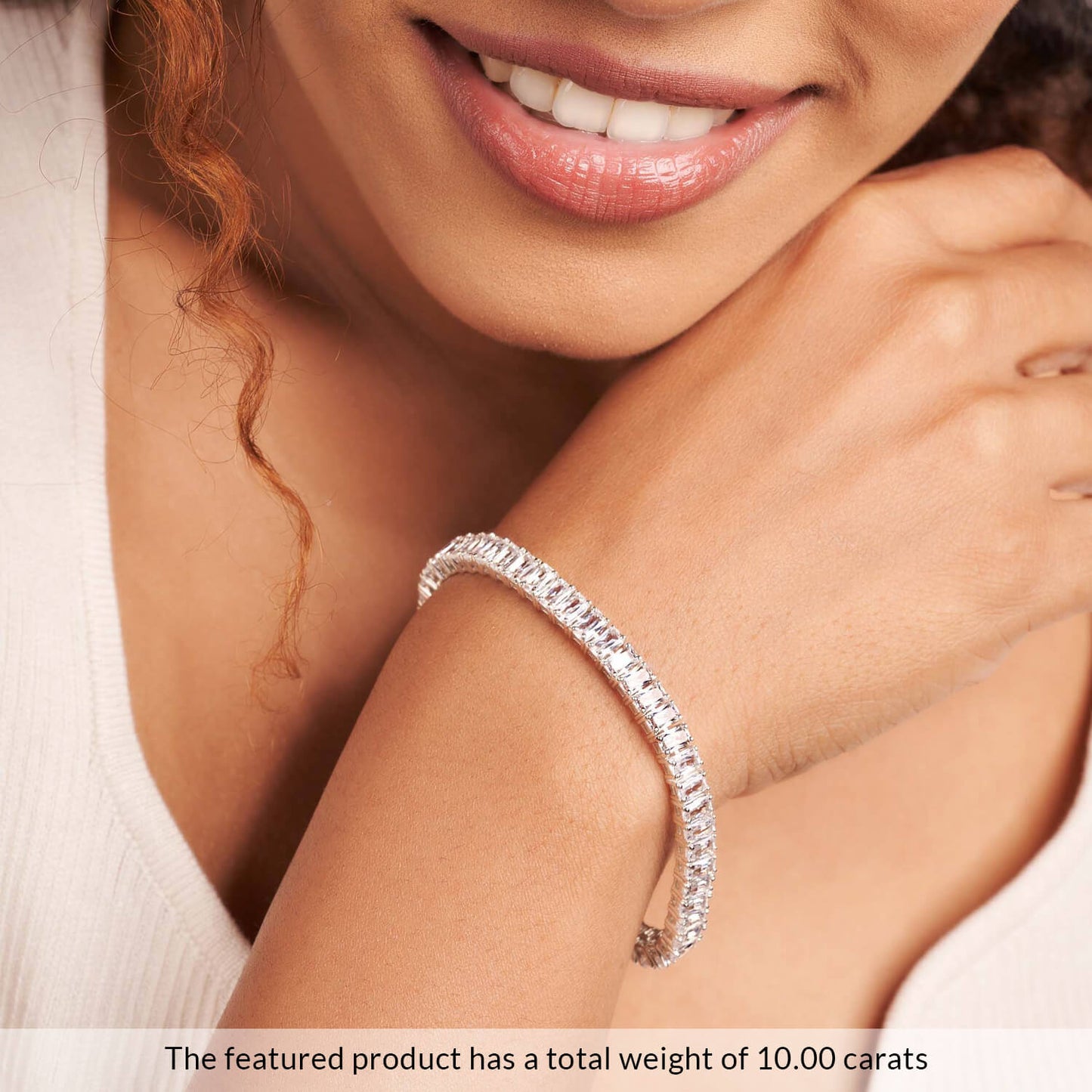 Emerald Tennis Colorless Moissanite Bridal Bracelet/ 10K Gold Engagement Bracelet