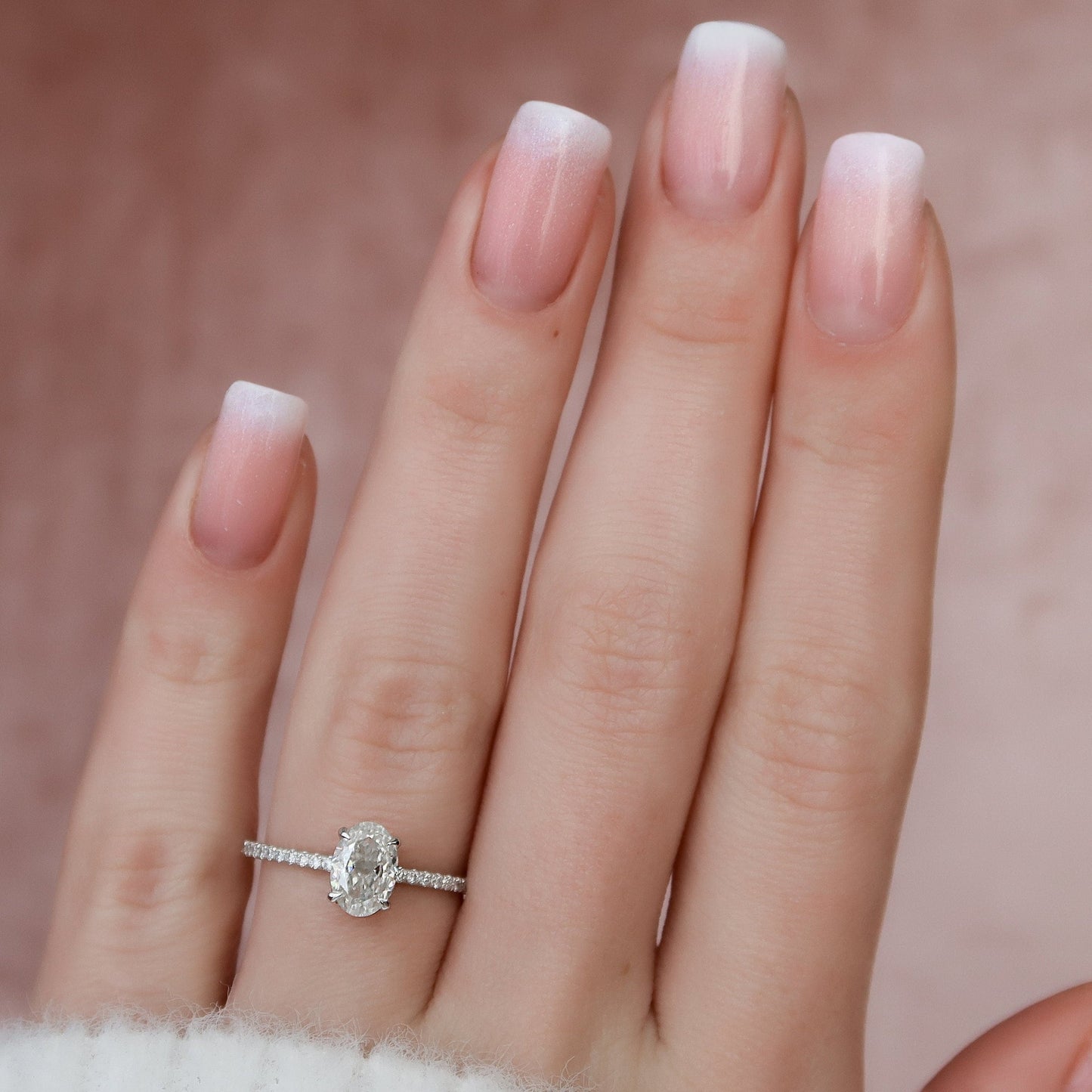 Hidden Halo Oval Cut Moissanite Anniversary Ring