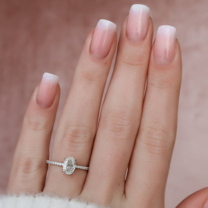 Hidden Halo Oval Cut Moissanite Anniversary Ring