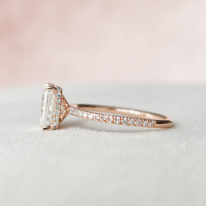 Hidden Halo Radiant Cut Moissanite Engagement Ring