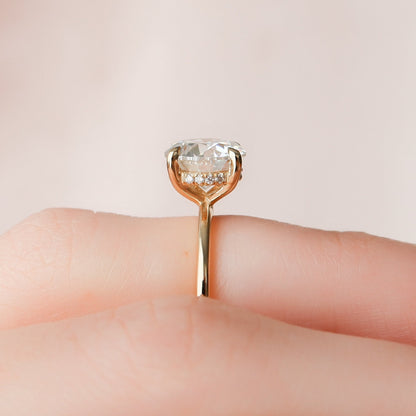 Unique Pave Hidden Halo Round Cut Moissanite Bridal Ring For Her