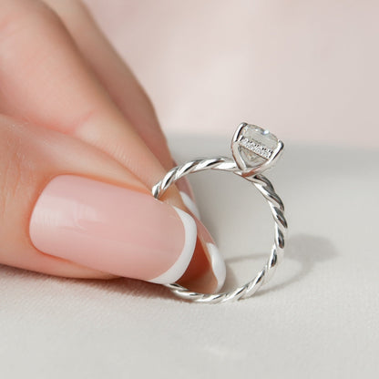 Hidden Halo Radiant Cut Moissanite Solitaire Anniversary Ring For Her