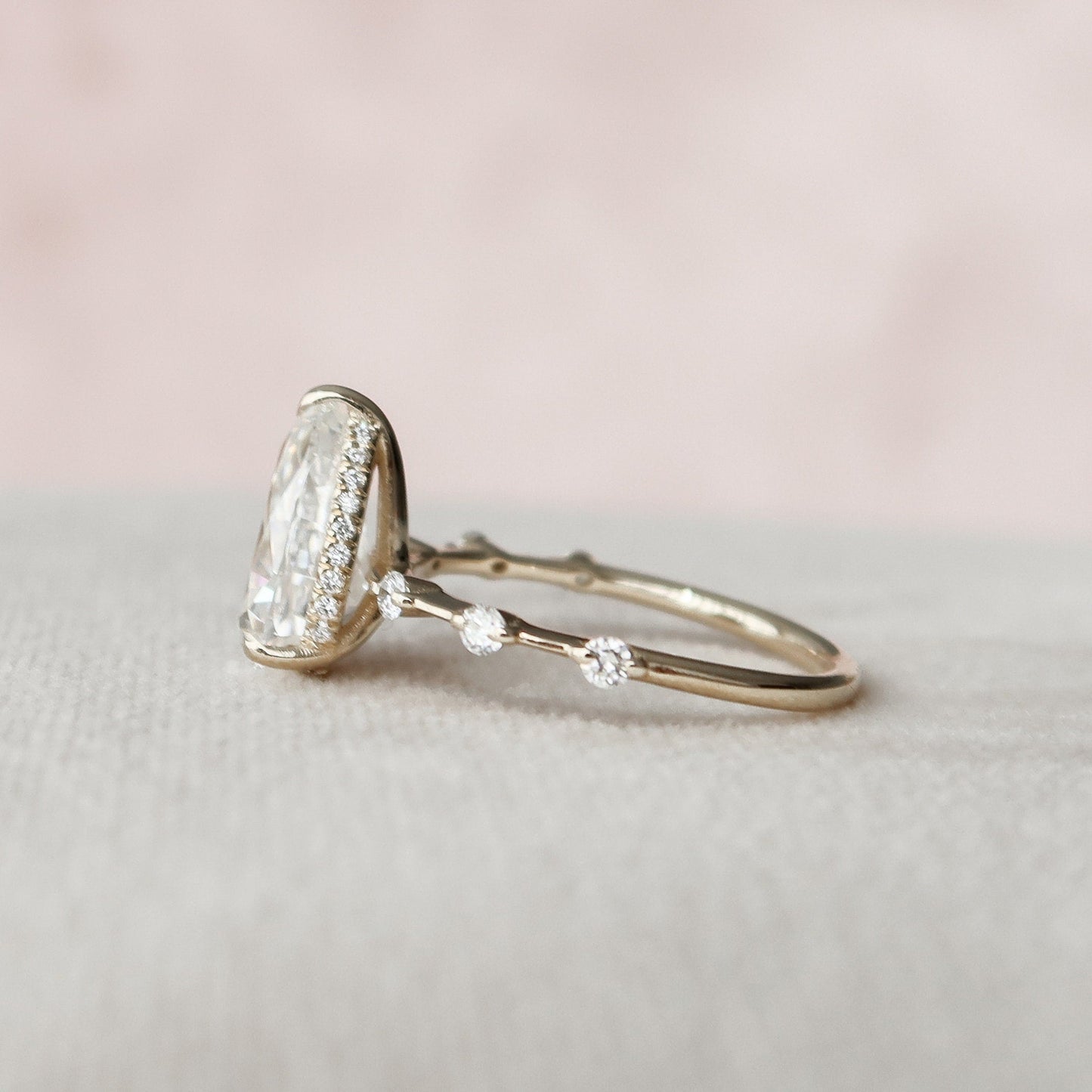 Solitaire Hidden Halo Pear Cut Moissanite Ring