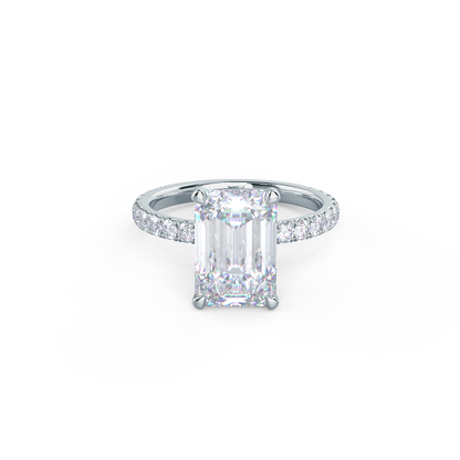 Paved Emerald Cut Moissanite Engagement Ring For Her