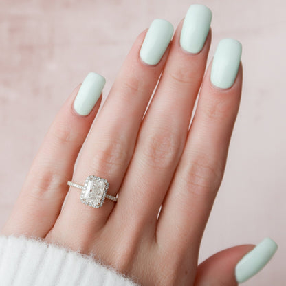 Halo Radiant Cut Moissanite Wedding RIng For Him