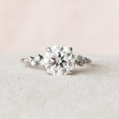 Cluster Hidden Halo Round Cut Moissanite Engagement Ring