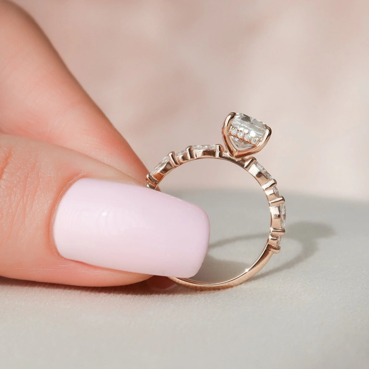 Elongated Cushion Cut Moissanite Promise Anniversary Ring