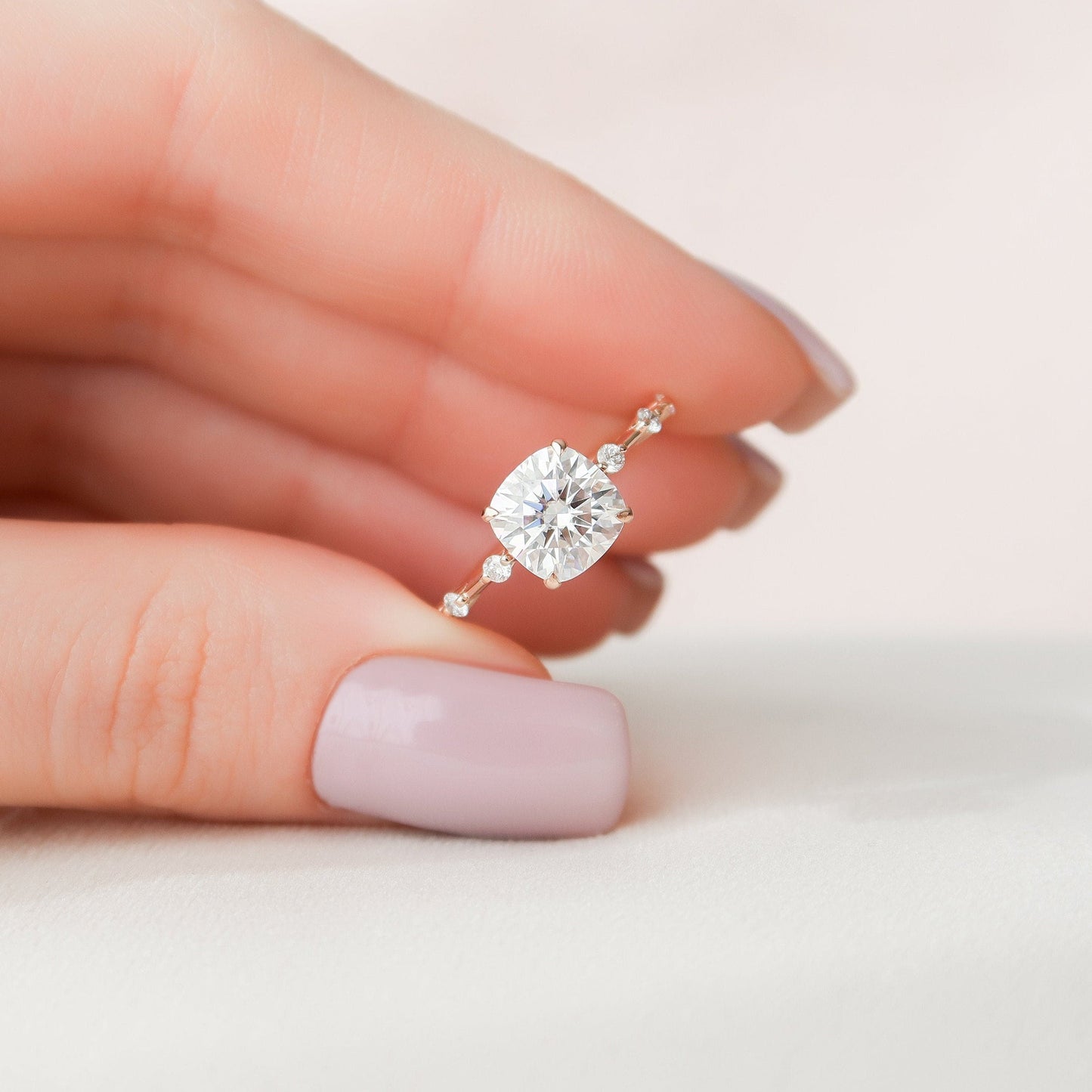 Stunning Cushion Cut Moissanite Engagement Ring For Bridal
