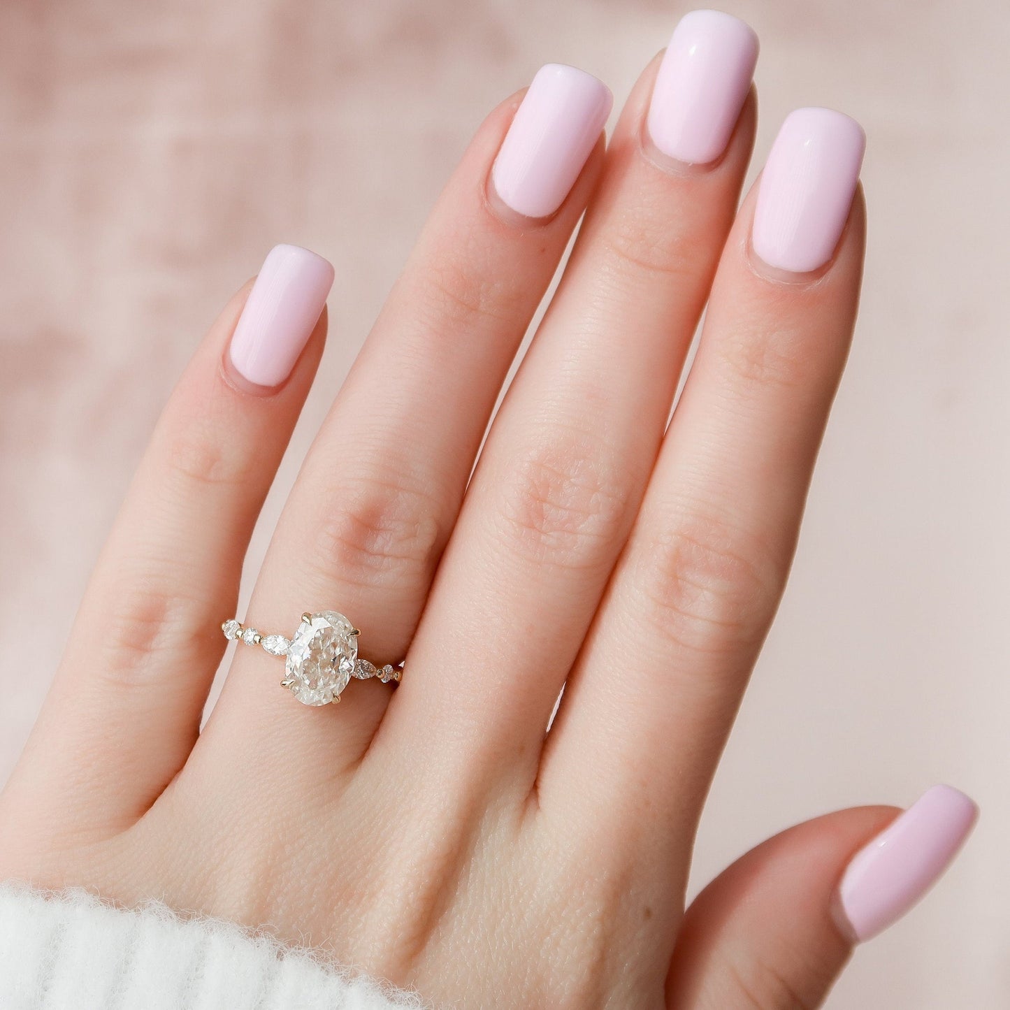 Custom Cluster Oval Cut Moissanite Handmade Ring For Women's