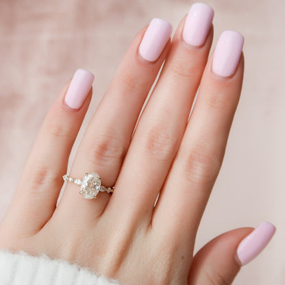 Custom Cluster Oval Cut Moissanite Handmade Ring For Women's