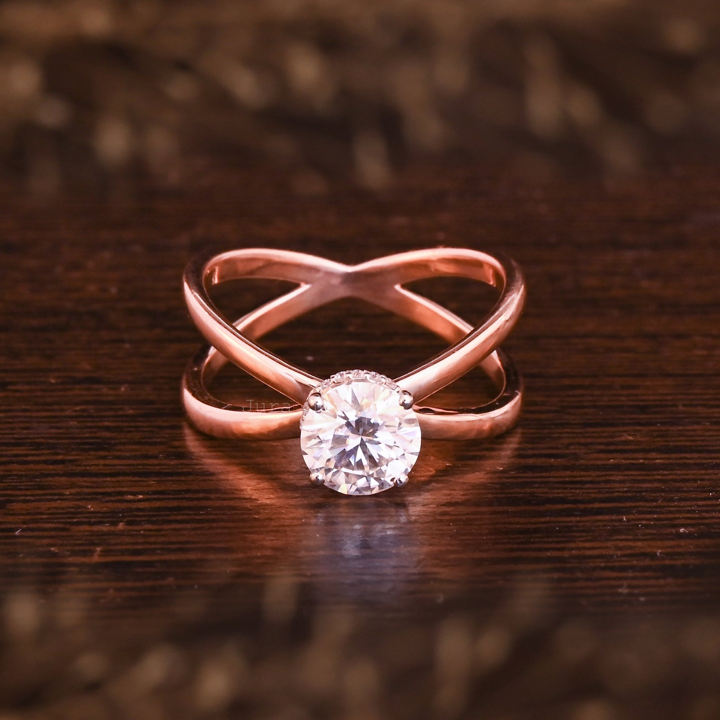 Solitaire Hidden Halo Round Cut Moissanite Bridesmaid Gift For Her