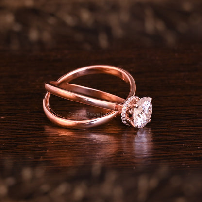 Solitaire Hidden Halo Round Cut Moissanite Bridesmaid Gift For Her