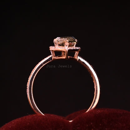 Halo Marquise Step-Cut Moissanite Handmade Ring For Girlfriend
