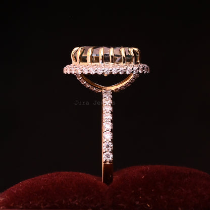 Hidden Halo Oval Cut Moissanite Handmade Jewelry For Wedding Ring