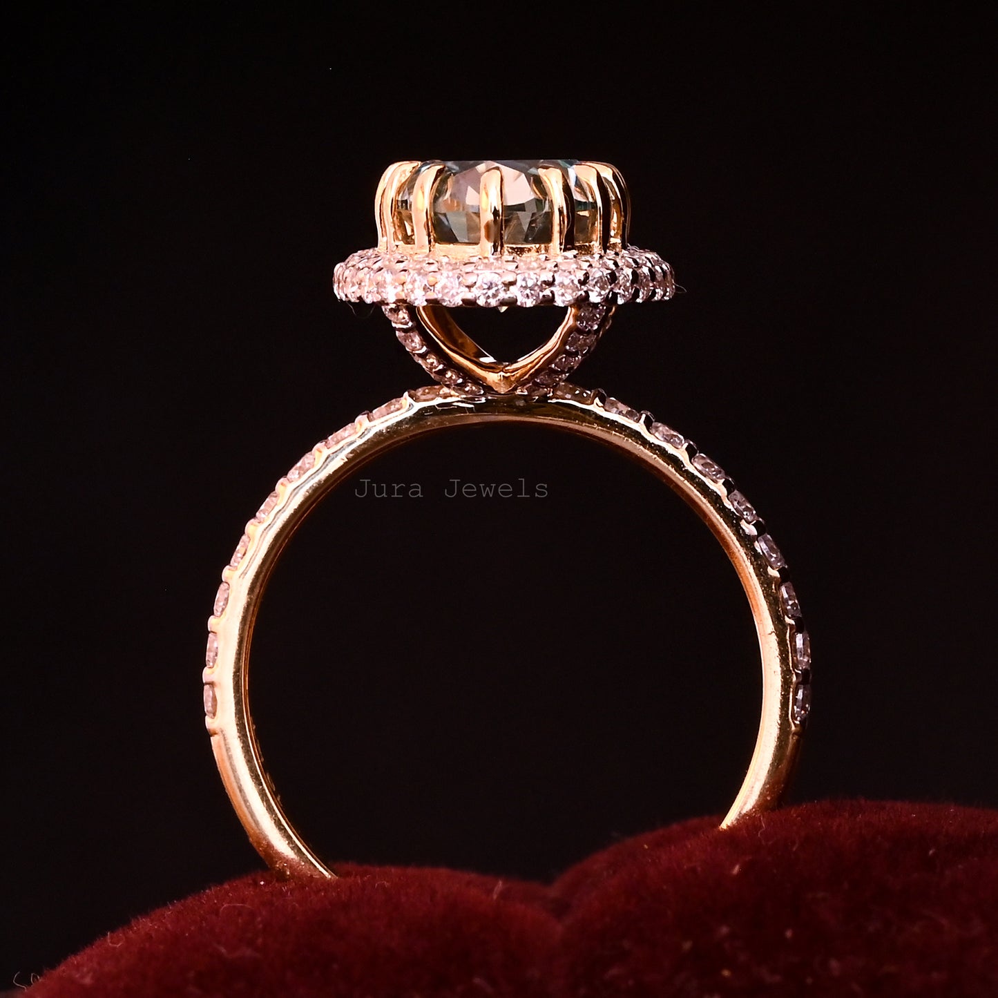 Hidden Halo Oval Cut Moissanite Handmade Jewelry For Wedding Ring