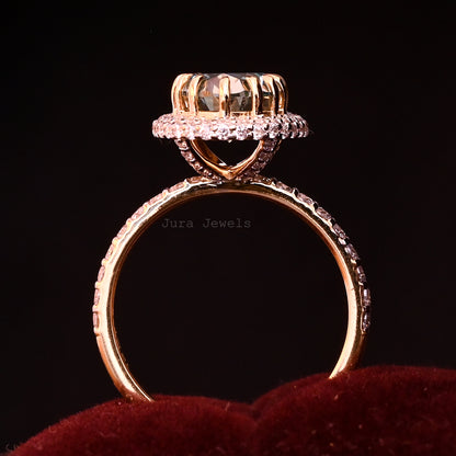 Hidden Halo Oval Cut Moissanite Handmade Jewelry For Wedding Ring