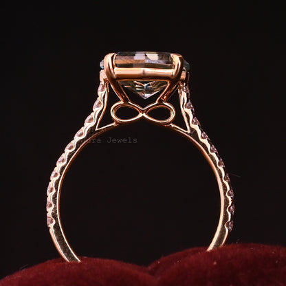 Vintage Rare Green Octagon Cut Moissanite Art Deco Bridal Ring