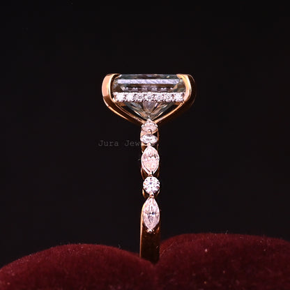 Hidden Halo Radiant Cut Moissanite Engagement Ring For Her