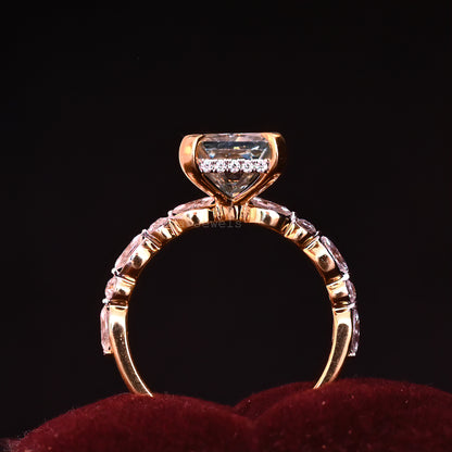 Hidden Halo Radiant Cut Moissanite Engagement Ring For Her