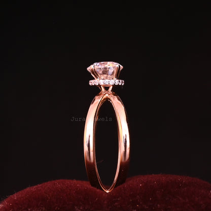 Solitaire Hidden Halo Round Cut Moissanite Bridesmaid Gift For Her