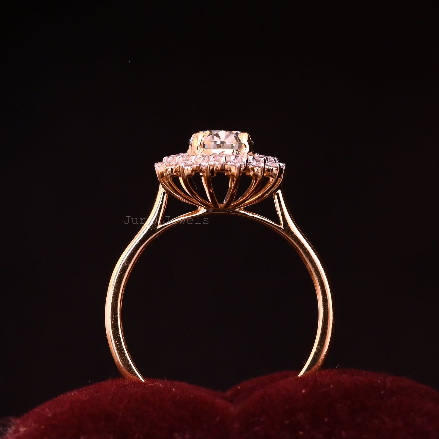 Double Halo Oval Cut Moissanite Handmade Wedding Ring For Her