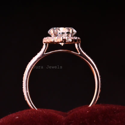 Halo Green Hexagon Cut Moissante Art Deco Wedding Band