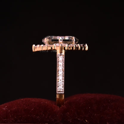 Unique Halo Oval Cut Moissanite Matching Bridal Ring For Her