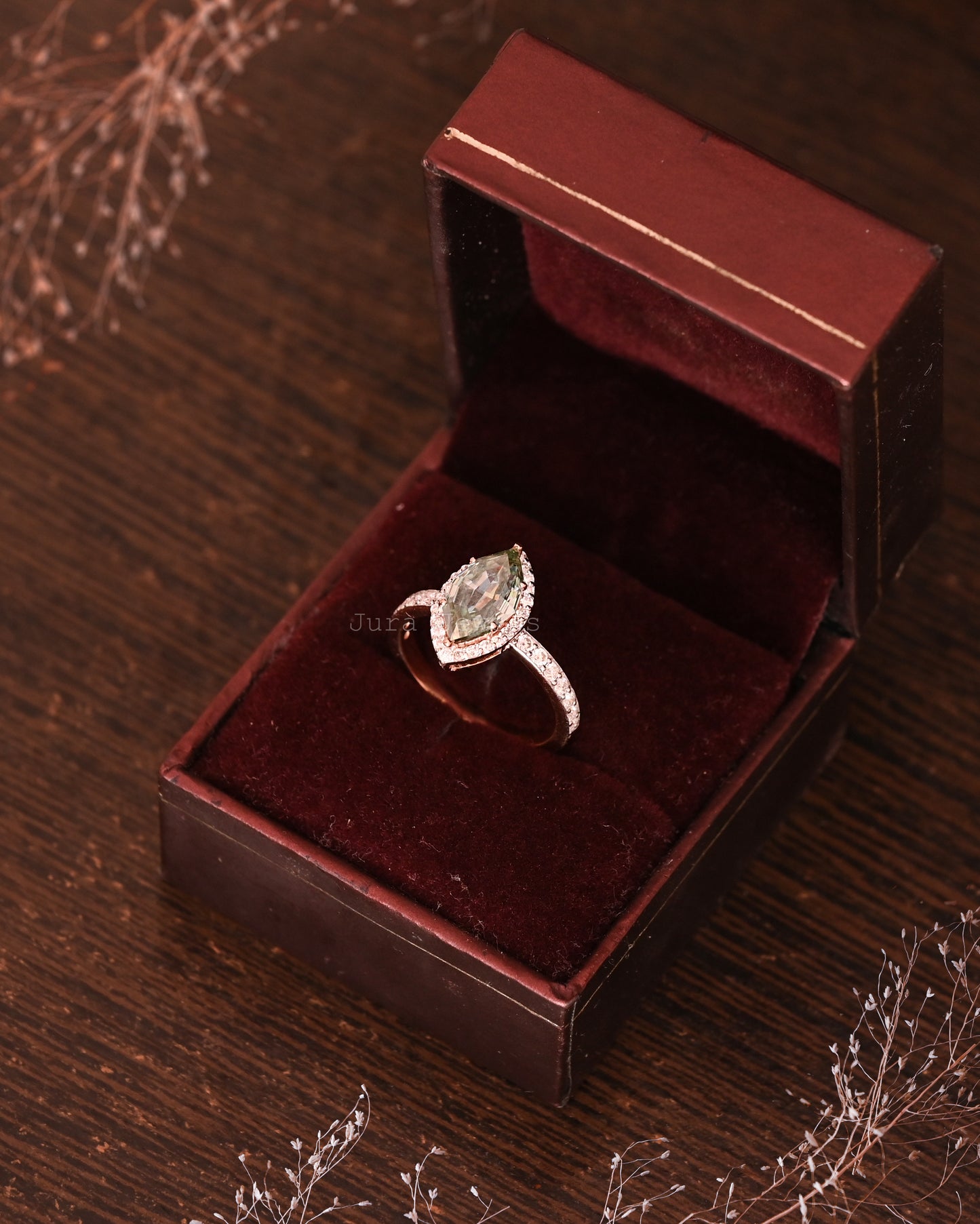 Halo Marquise Step-Cut Moissanite Handmade Ring For Girlfriend