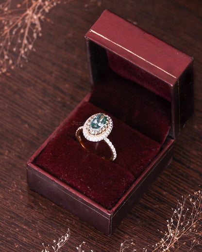 Hidden Halo Oval Cut Moissanite Handmade Jewelry For Wedding Ring