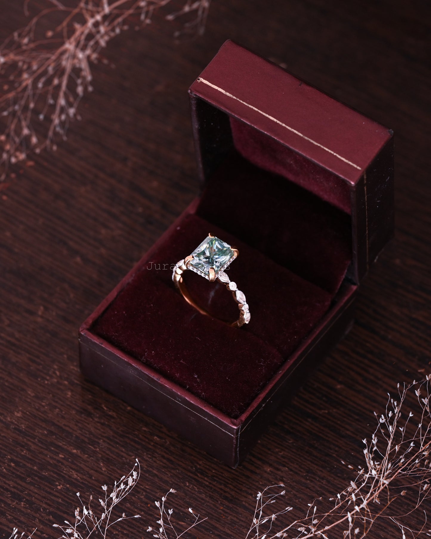 Hidden Halo Radiant Cut Moissanite Engagement Ring For Her