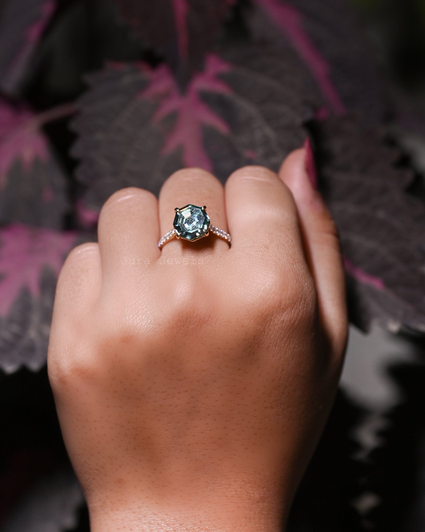 Vintage Rare Green Octagon Cut Moissanite Art Deco Bridal Ring