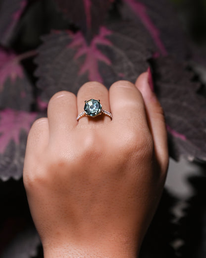 Vintage Rare Green Octagon Cut Moissanite Art Deco Bridal Ring