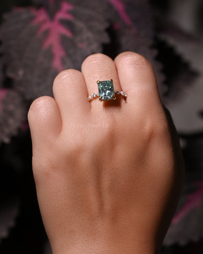 Hidden Halo Radiant Cut Moissanite Engagement Ring For Her