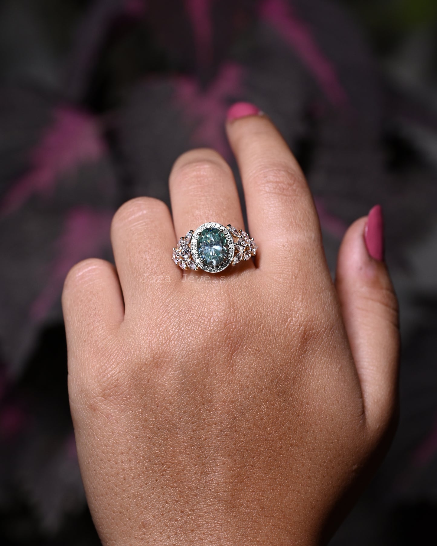 Unique Elegance Halo Oval Cut Moissanite Anniversary Ring