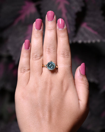 Bezel Green Emerald Cut Moissanite Engagement Ring