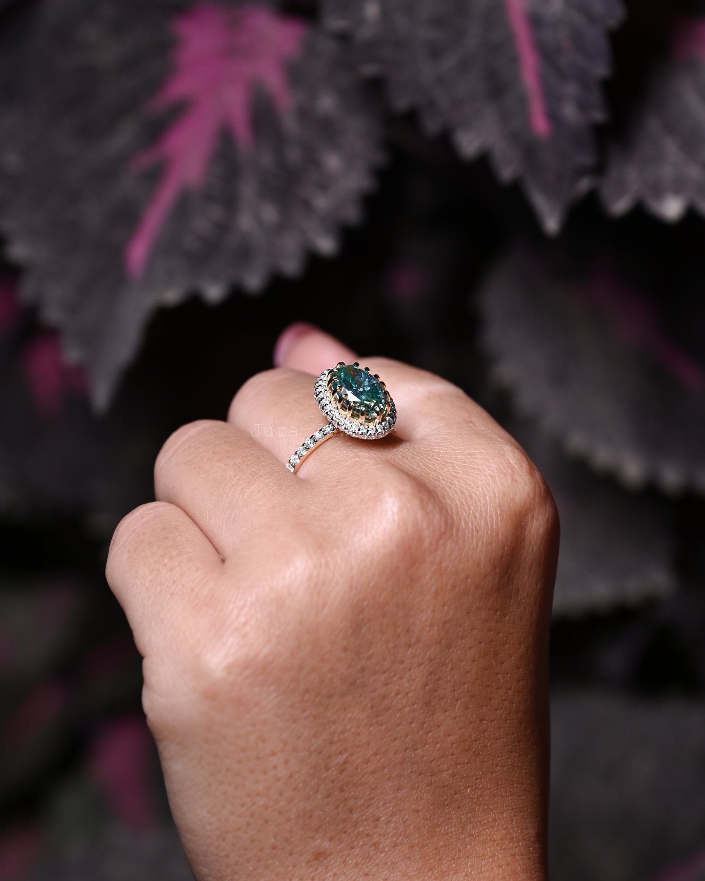 Hidden Halo Oval Cut Moissanite Handmade Jewelry For Wedding Ring