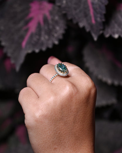 Hidden Halo Oval Cut Moissanite Handmade Jewelry For Wedding Ring