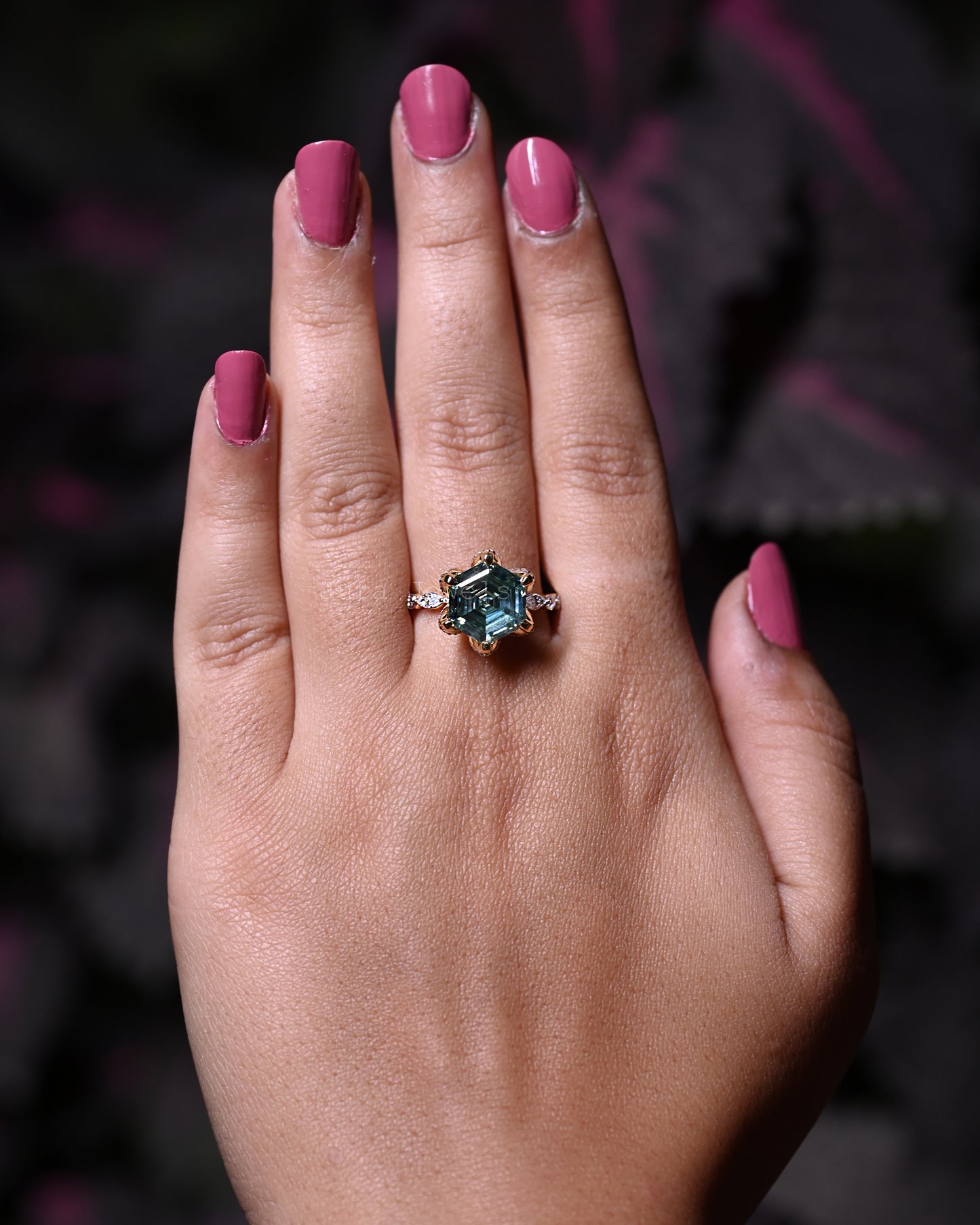 Six Prongs Hexagon Cut Moissanite Anniversary Ring For Her