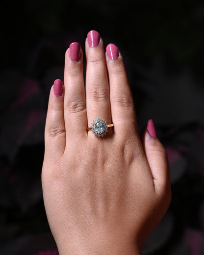 Double Halo Oval Cut Moissanite Handmade Wedding Ring For Her