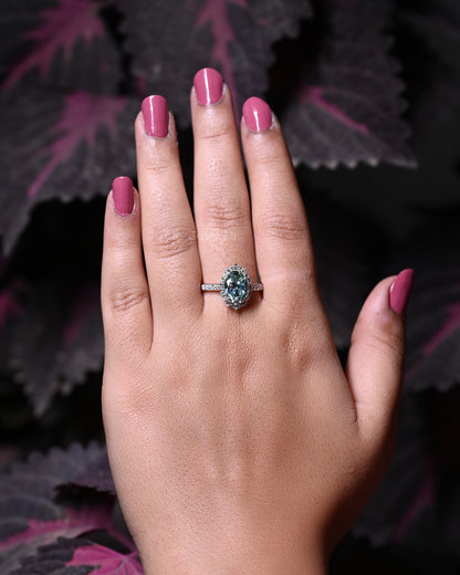 Unique Halo Oval Cut Moissanite Matching Bridal Ring For Her