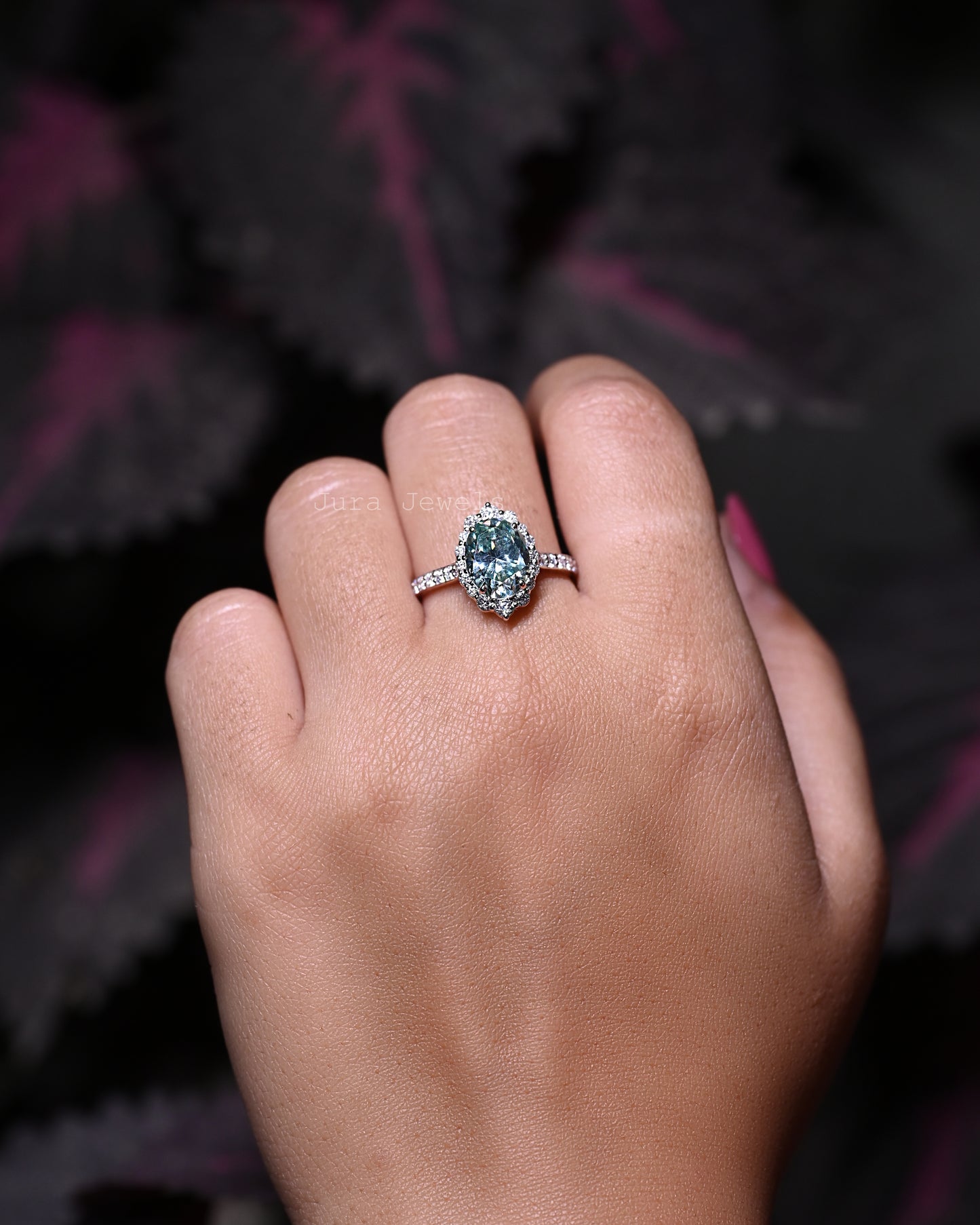 Unique Halo Oval Cut Moissanite Matching Bridal Ring For Her