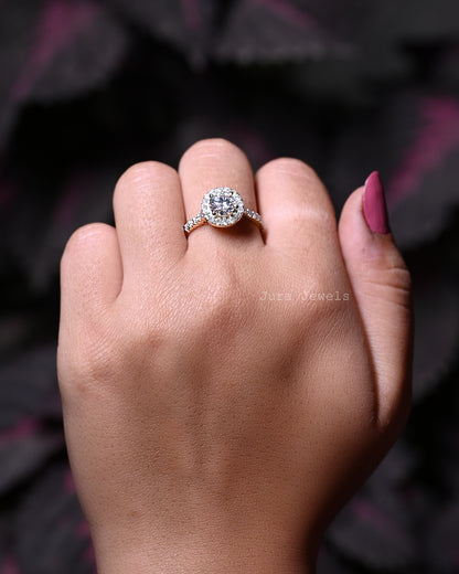 Halo Round Cut Moissanite Bridesmaid Gift For Her